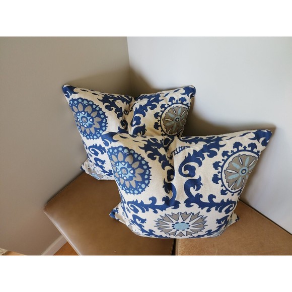 Premier Prints Throw Pillow Covers 20x20 Navy Blue Medallion Zippered Pair NEW - Picture 12 of 16